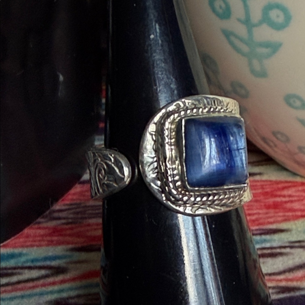 Sterling Silver Bypass and Kyanite Blue Stone Ring